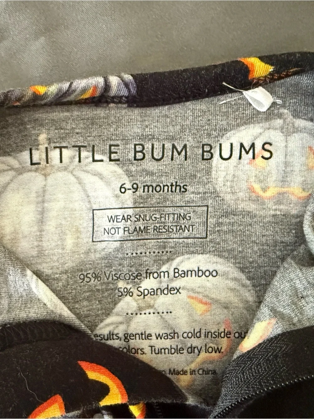 Little Bum Bums Black Pumpkin-Print bamboo pajamas 6-9 months